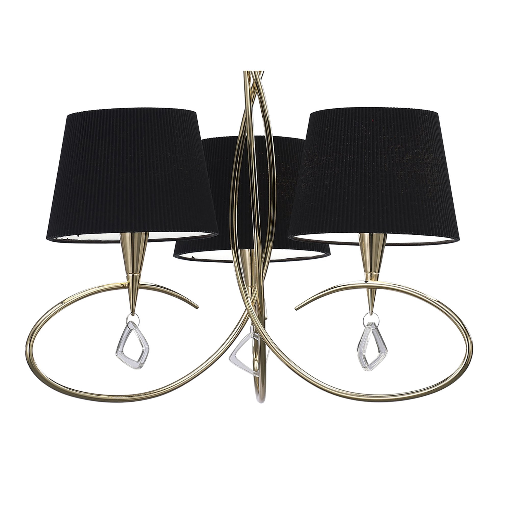 M1640FG/BS Mara Pendant 3 Light E14 French Gold Black Shades