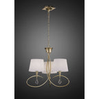 M1640FG Mara Pendant 3 Light E14 French Gold Ivory White Shades
