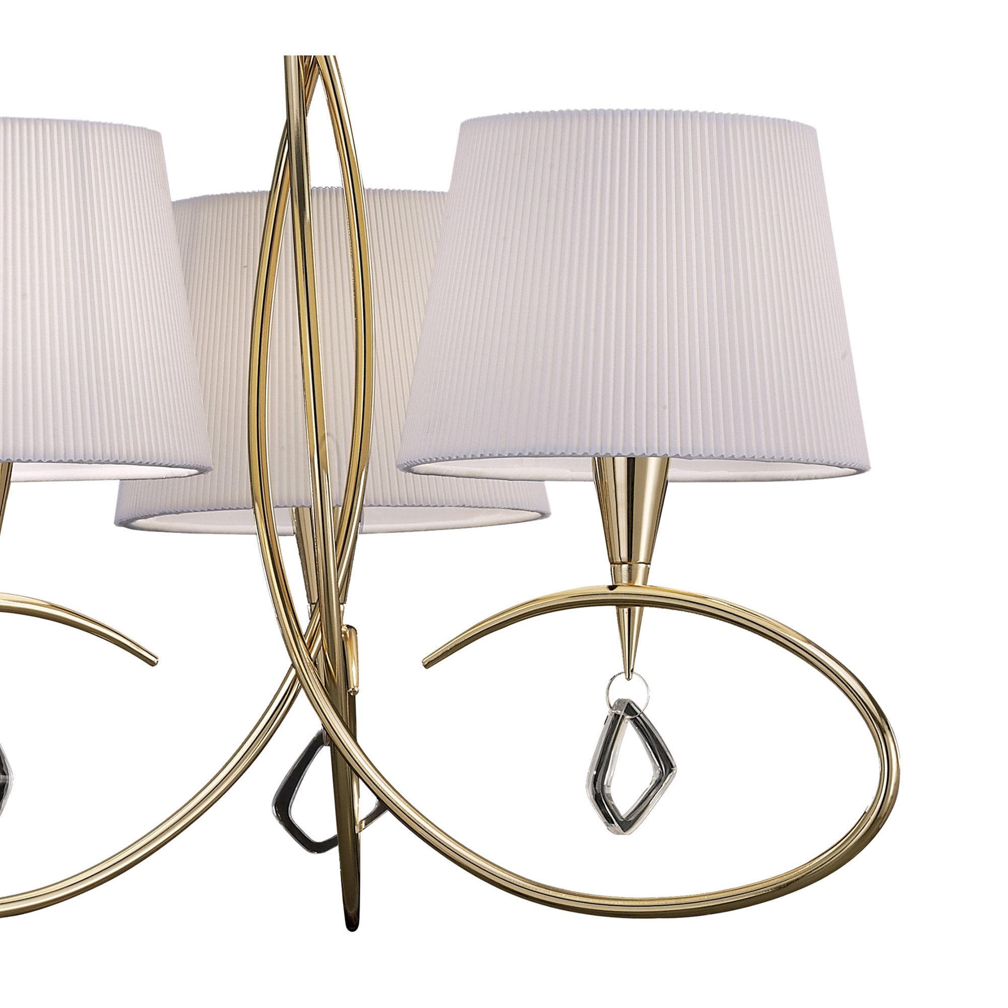M1640FG Mara Pendant 3 Light E14 French Gold Ivory White Shades
