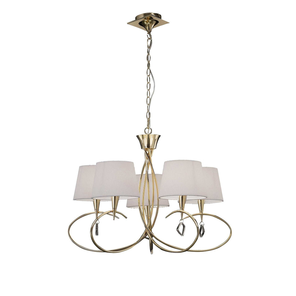 M1641FG Mara Pendant 5 Light E14 French Gold Ivory White Shades