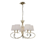 M1641FG Mara Pendant 5 Light E14 French Gold Ivory White Shades