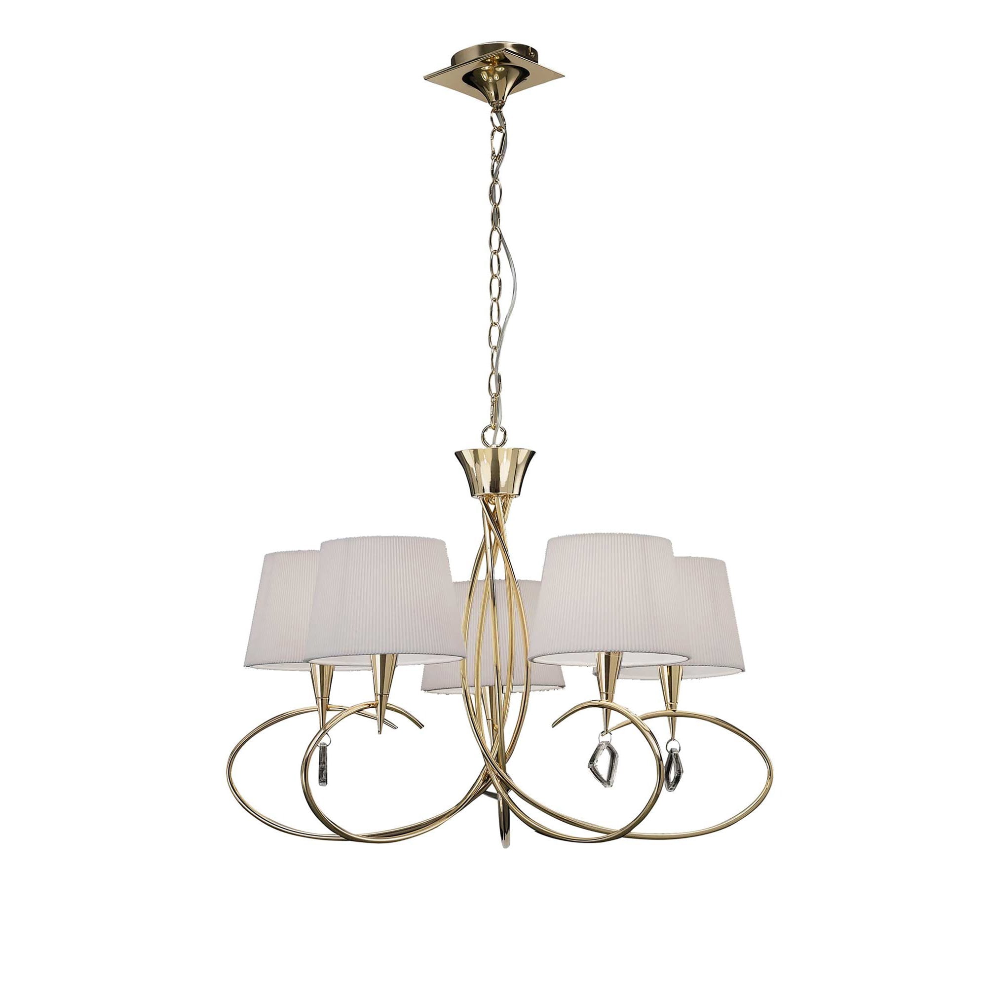 M1641FG Mara Pendant 5 Light E14 French Gold Ivory White Shades