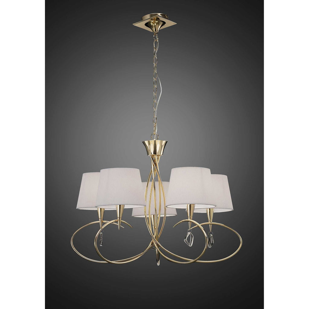 M1641FG Mara Pendant 5 Light E14 French Gold Ivory White Shades