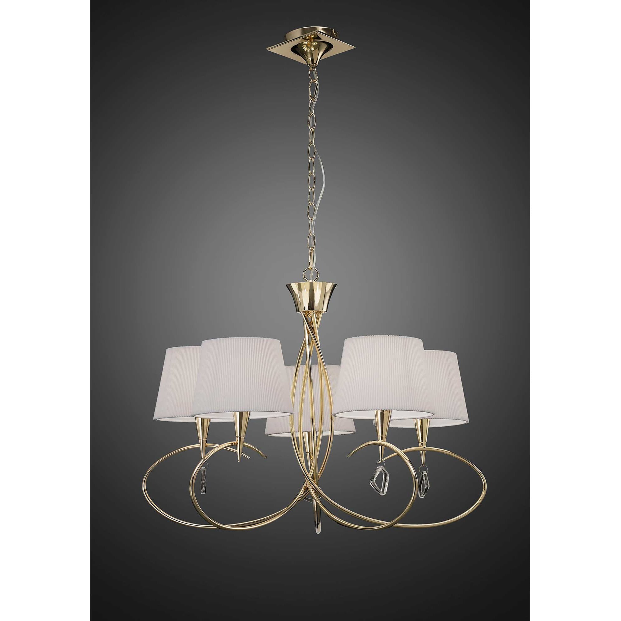 M1641FG Mara Pendant 5 Light E14 French Gold Ivory White Shades