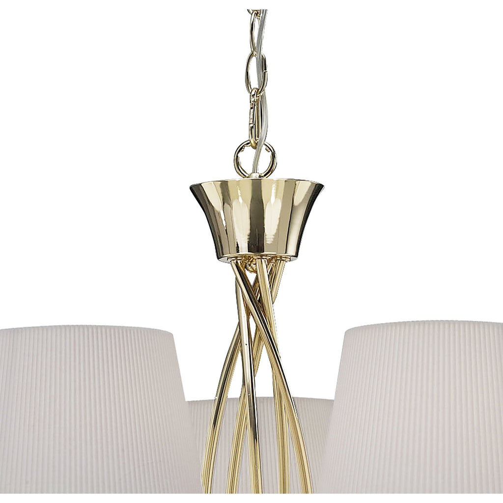 M1641FG Mara Pendant 5 Light E14 French Gold Ivory White Shades