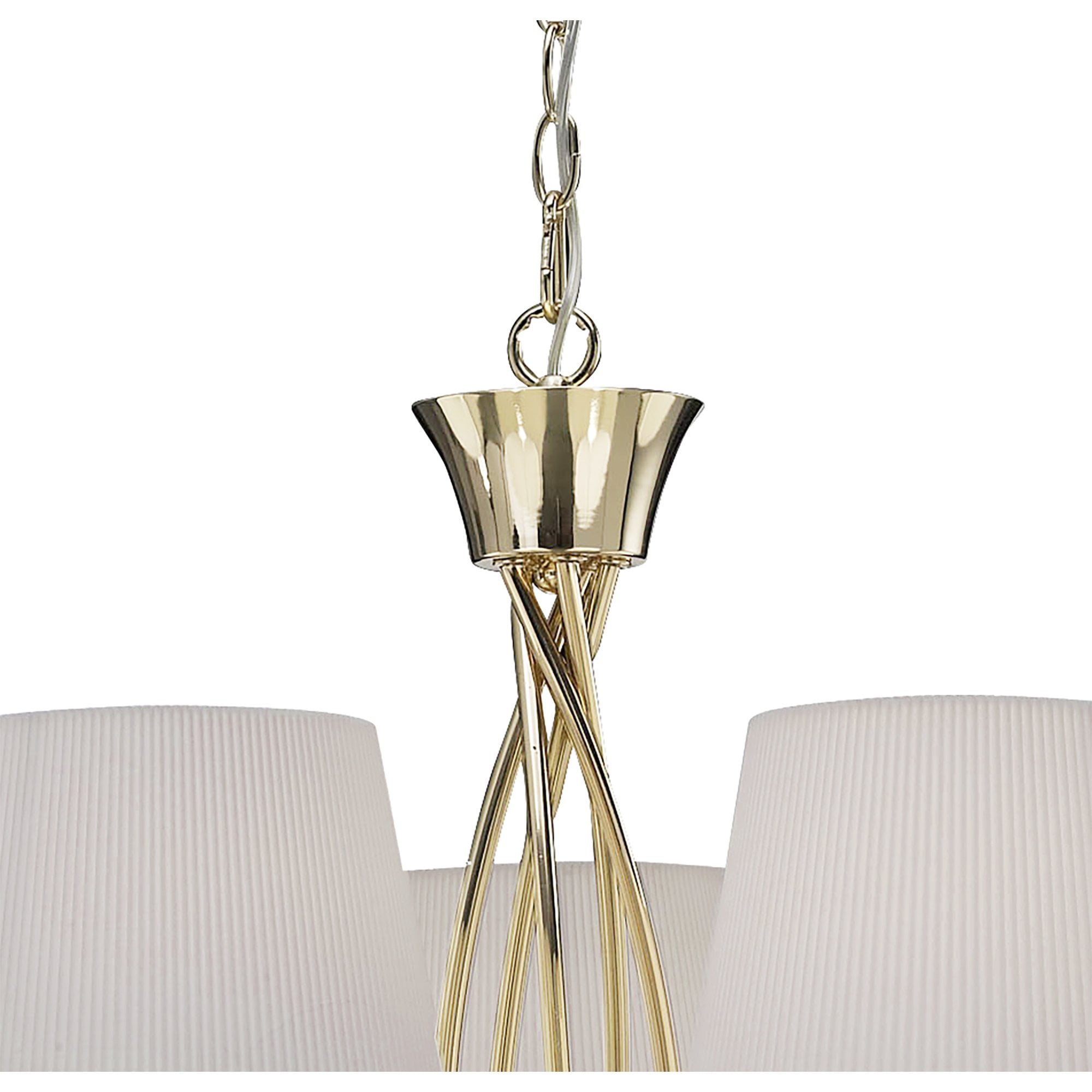 M1641FG Mara Pendant 5 Light E14 French Gold Ivory White Shades