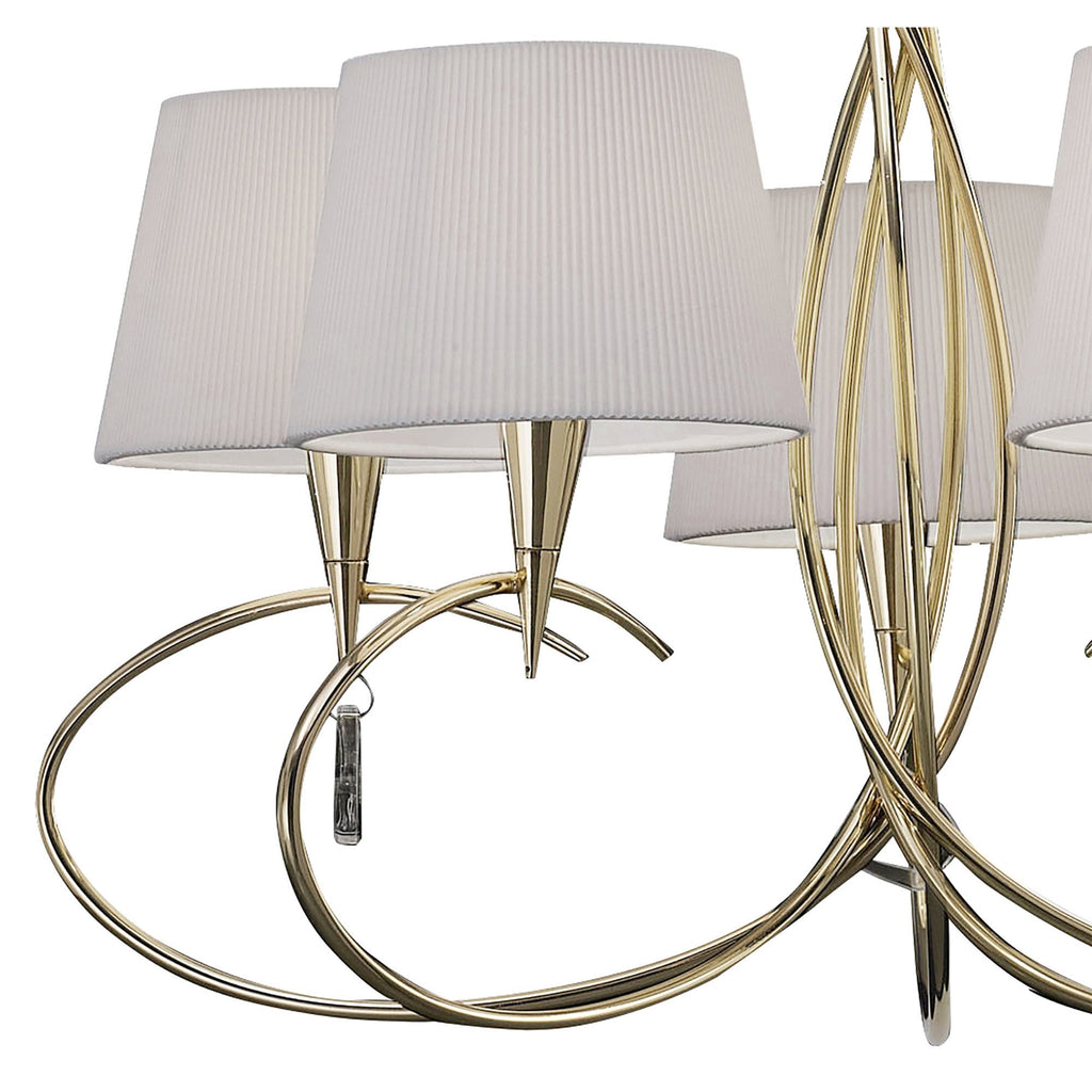 M1641FG Mara Pendant 5 Light E14 French Gold Ivory White Shades