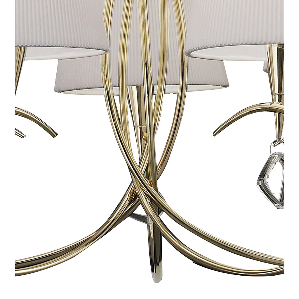 M1641FG Mara Pendant 5 Light E14 French Gold Ivory White Shades