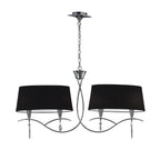 M1642/BS Mara Linear Pendant 2 Arm 4 Light E14 Polished Chrome Black Shades