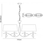 M1642/BS Mara Linear Pendant 2 Arm 4 Light E14 Polished Chrome Black Shades