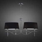M1642/BS Mara Linear Pendant 2 Arm 4 Light E14 Polished Chrome Black Shades