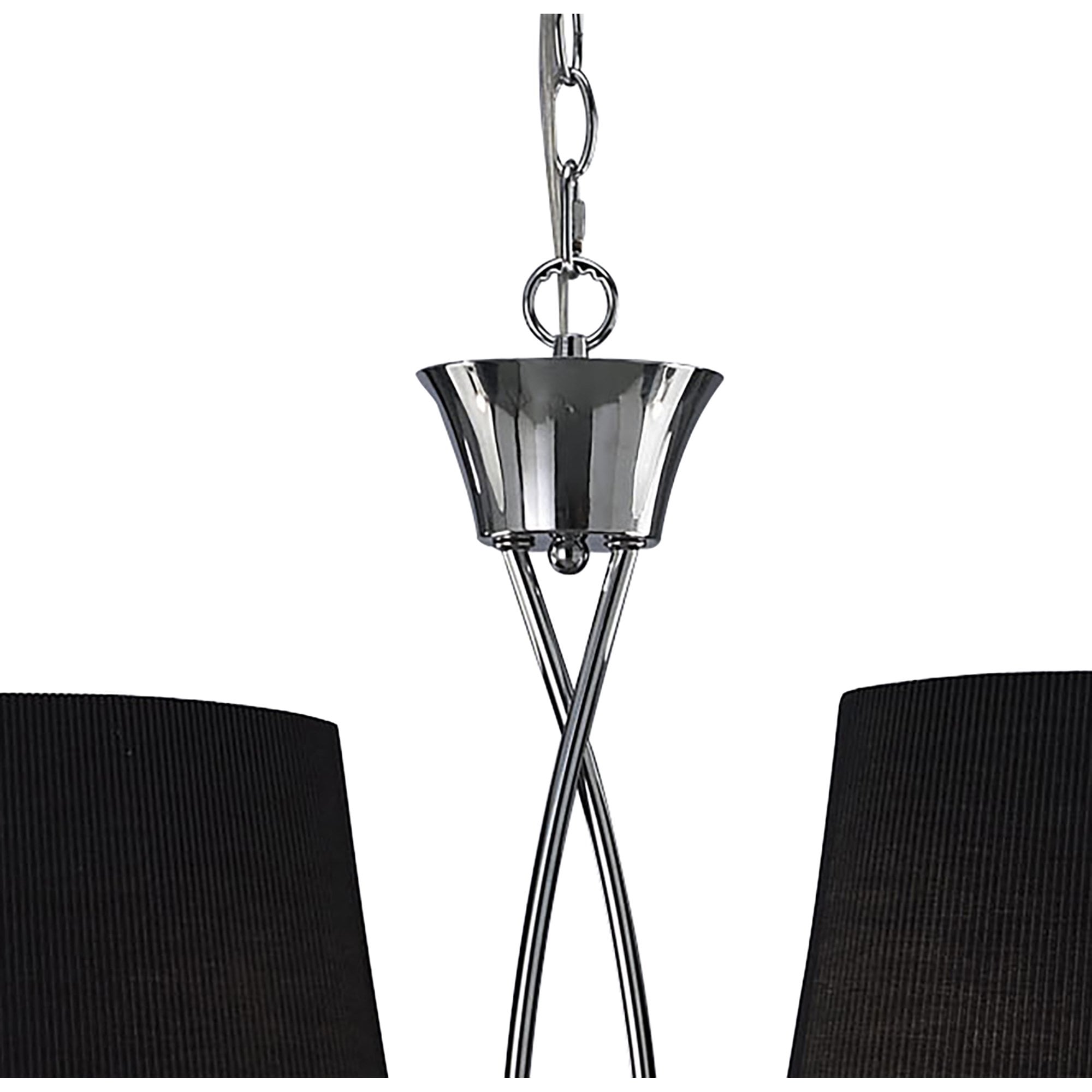 M1642/BS Mara Linear Pendant 2 Arm 4 Light E14 Polished Chrome Black Shades