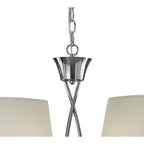 M1642 Mara Linear Pendant 2 Arm 4 Light E14 Polished Chrome Ivory White Shades