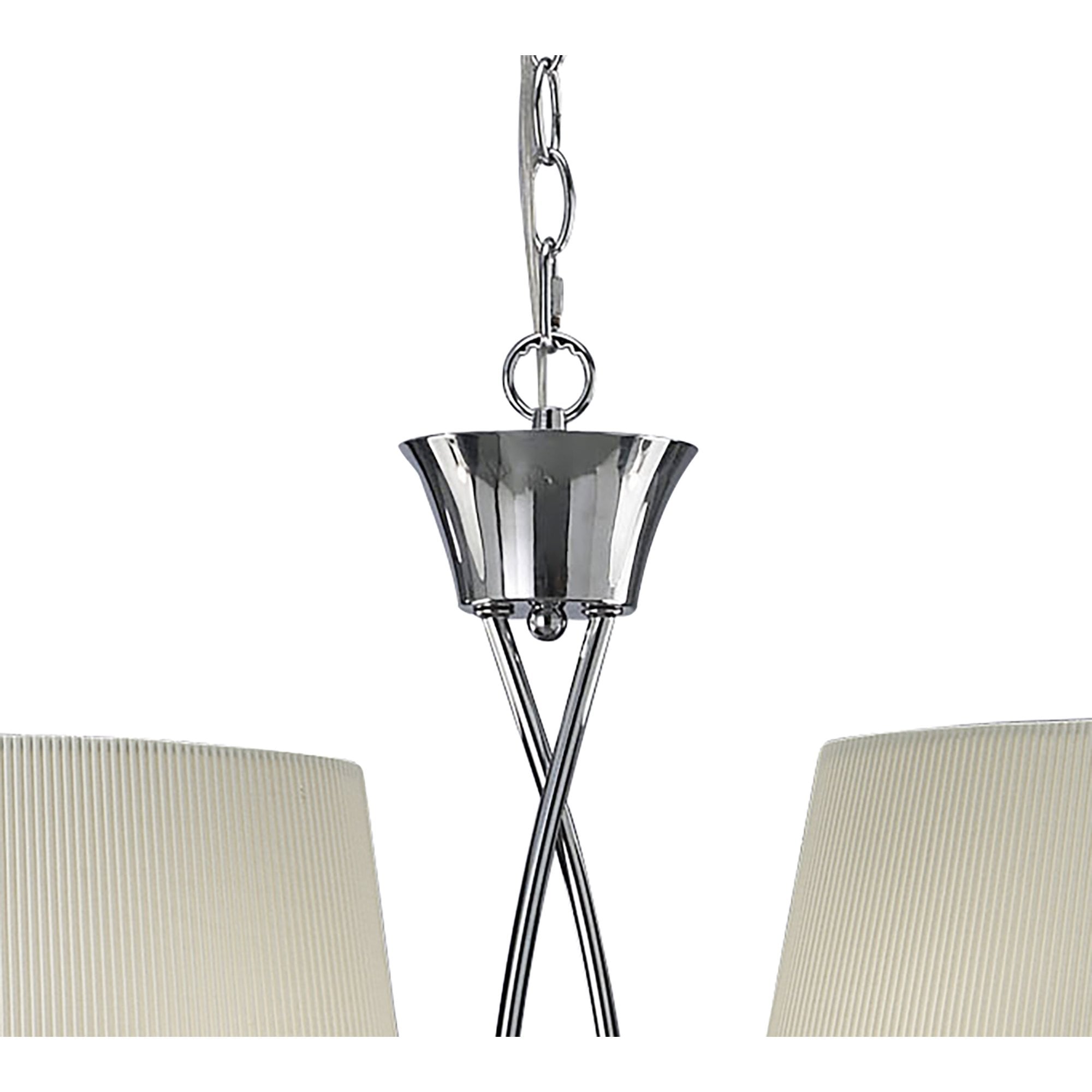 M1642 Mara Linear Pendant 2 Arm 4 Light E14 Polished Chrome Ivory White Shades
