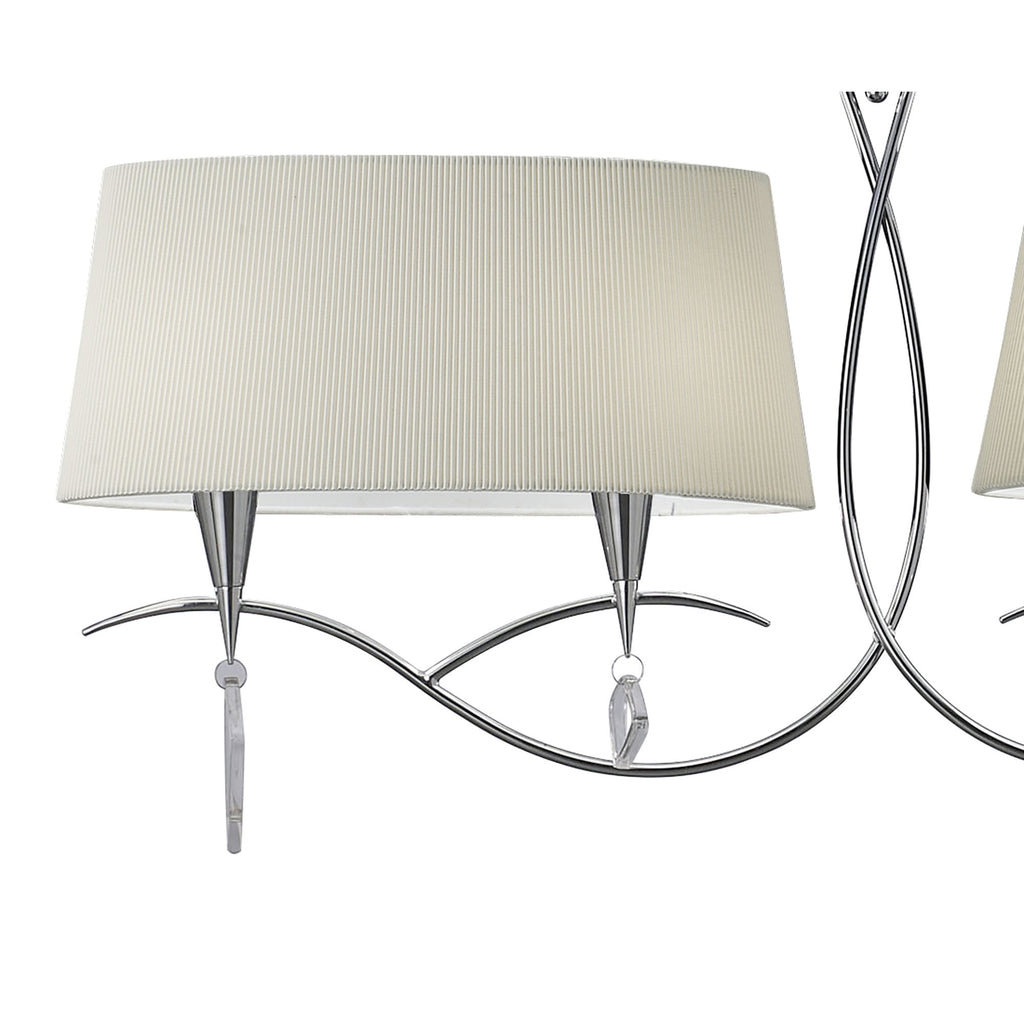 M1642 Mara Linear Pendant 2 Arm 4 Light E14 Polished Chrome Ivory White Shades
