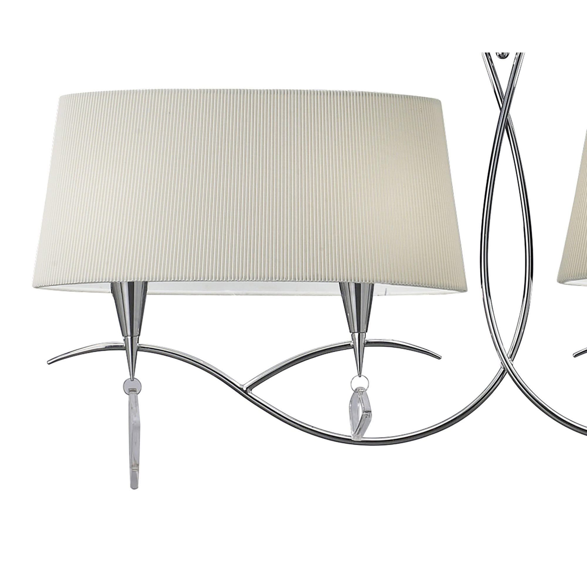 M1642 Mara Linear Pendant 2 Arm 4 Light E14 Polished Chrome Ivory White Shades