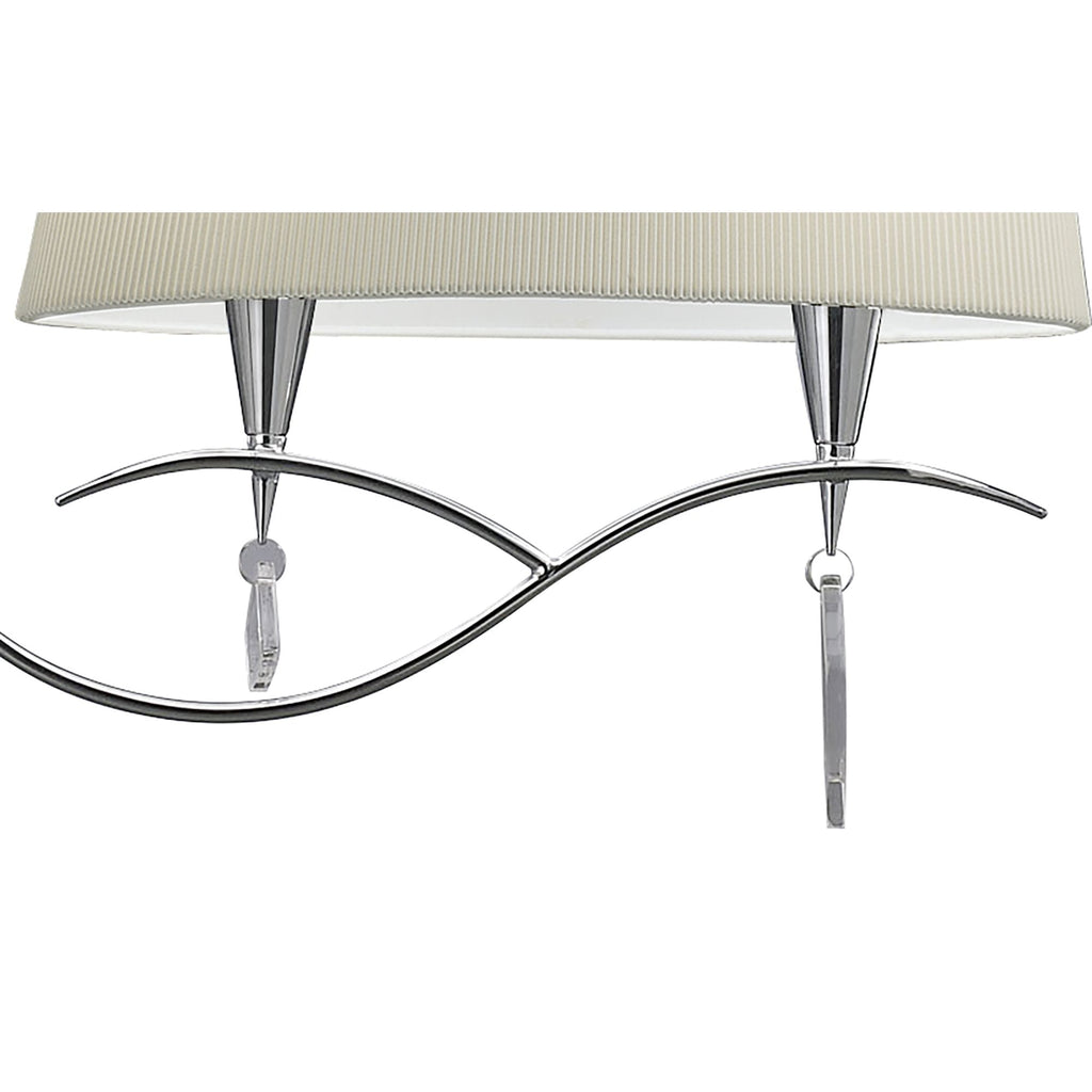 M1642 Mara Linear Pendant 2 Arm 4 Light E14 Polished Chrome Ivory White Shades