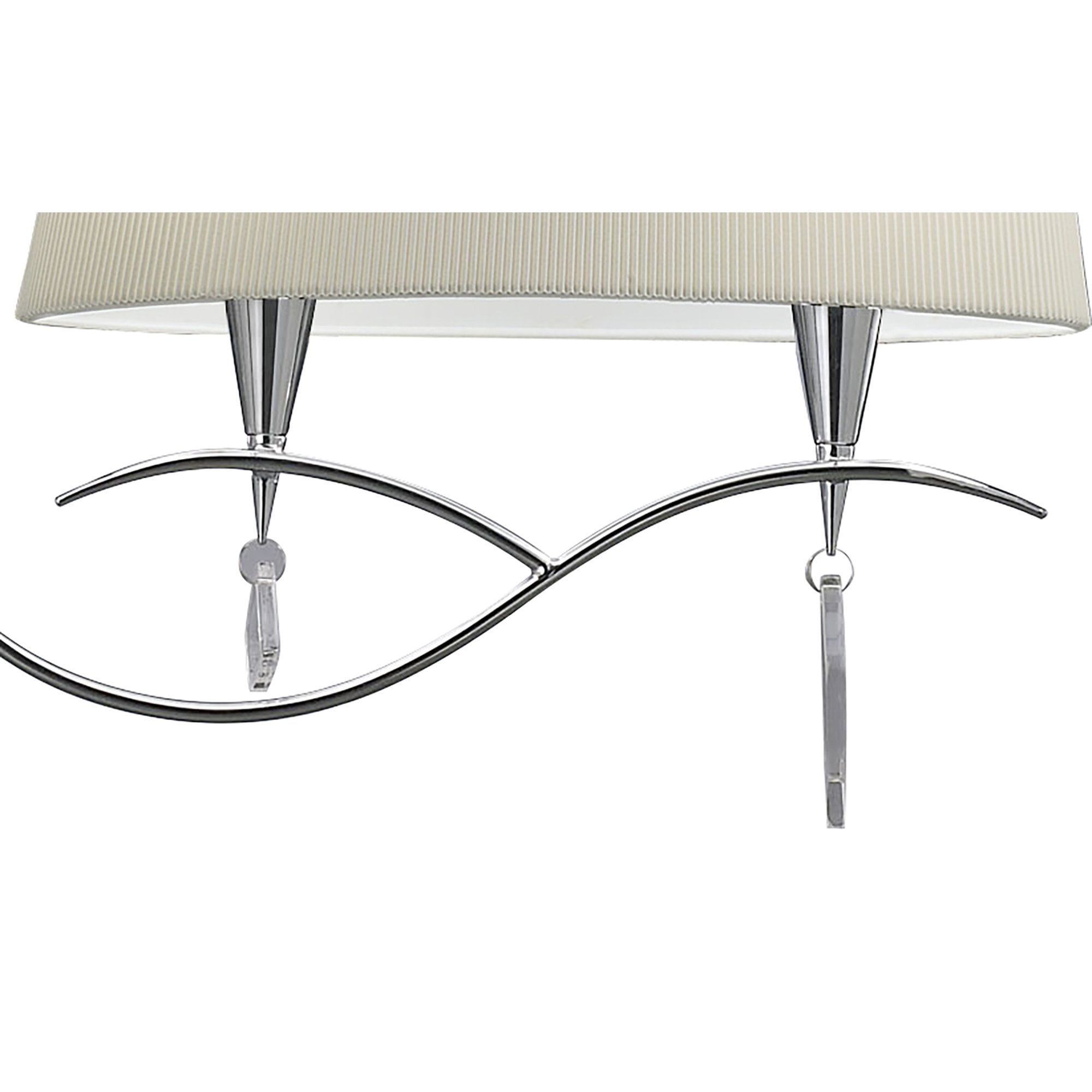 M1642 Mara Linear Pendant 2 Arm 4 Light E14 Polished Chrome Ivory White Shades