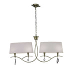 M1642AB Mara Linear Pendant 2 Arm 4 Light E14 Antique Brass Ivory White Shades