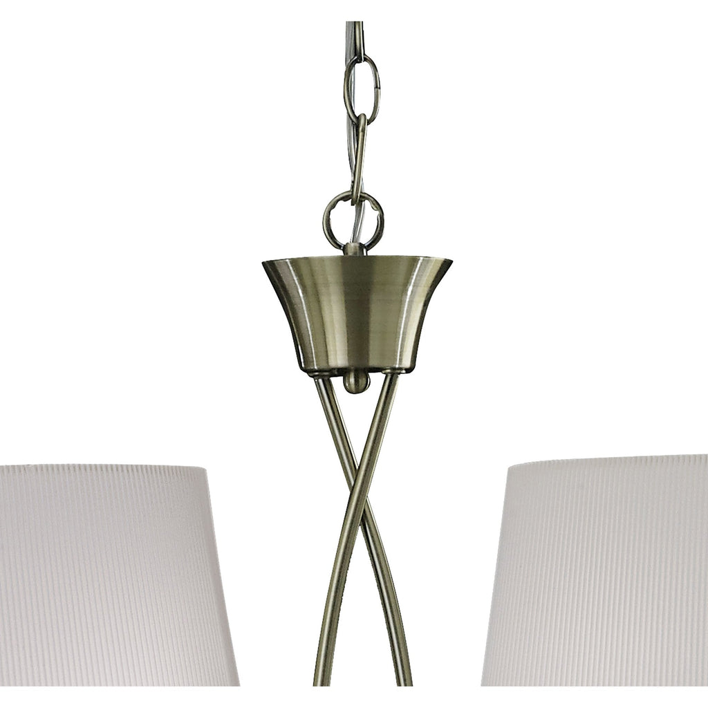 M1642AB Mara Linear Pendant 2 Arm 4 Light E14 Antique Brass Ivory White Shades