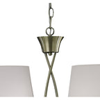 M1642AB Mara Linear Pendant 2 Arm 4 Light E14 Antique Brass Ivory White Shades