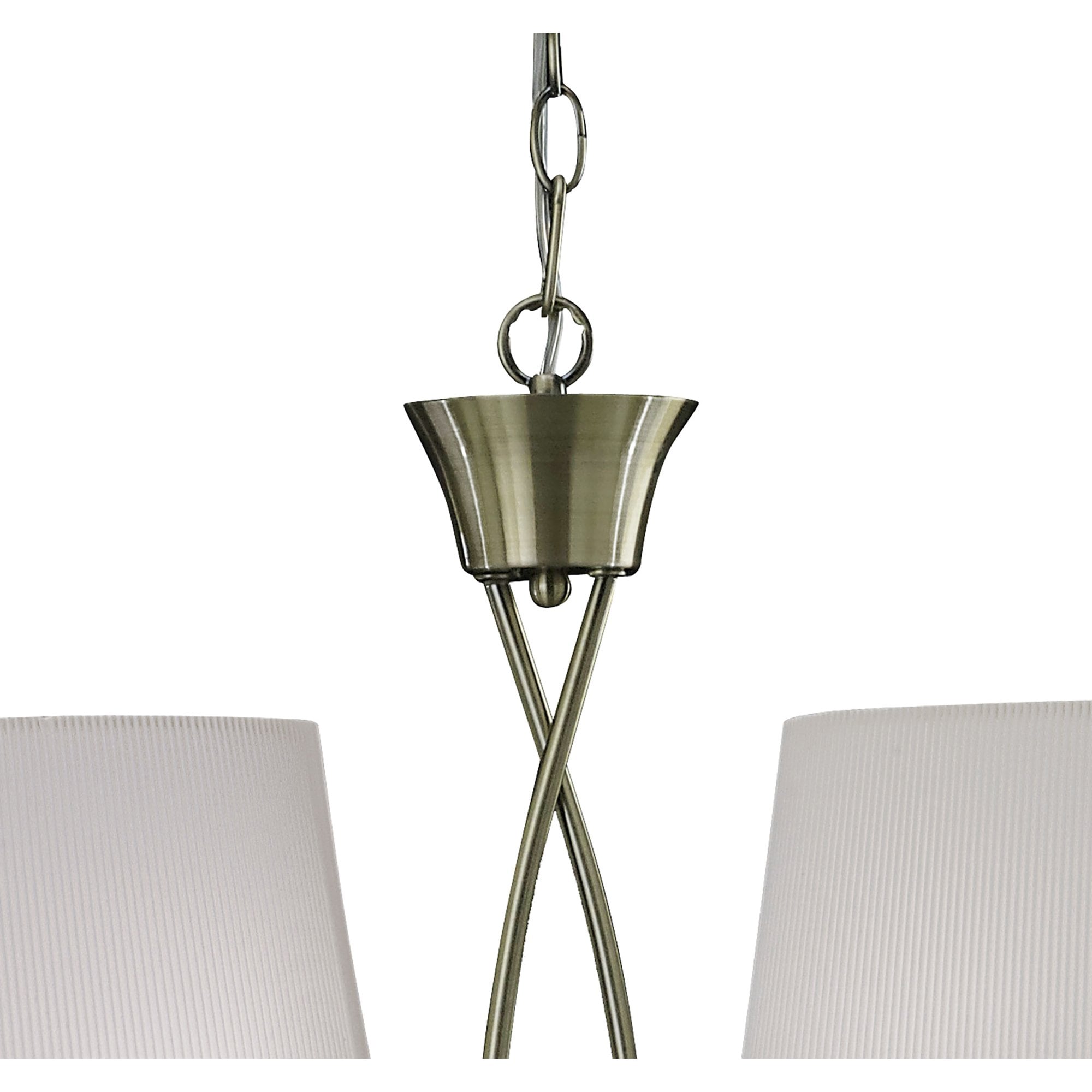 M1642AB Mara Linear Pendant 2 Arm 4 Light E14 Antique Brass Ivory White Shades