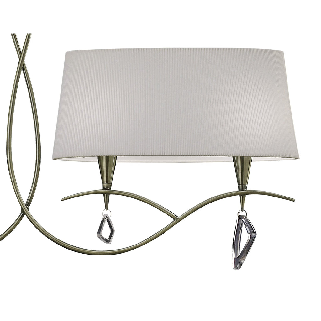 M1642AB Mara Linear Pendant 2 Arm 4 Light E14 Antique Brass Ivory White Shades