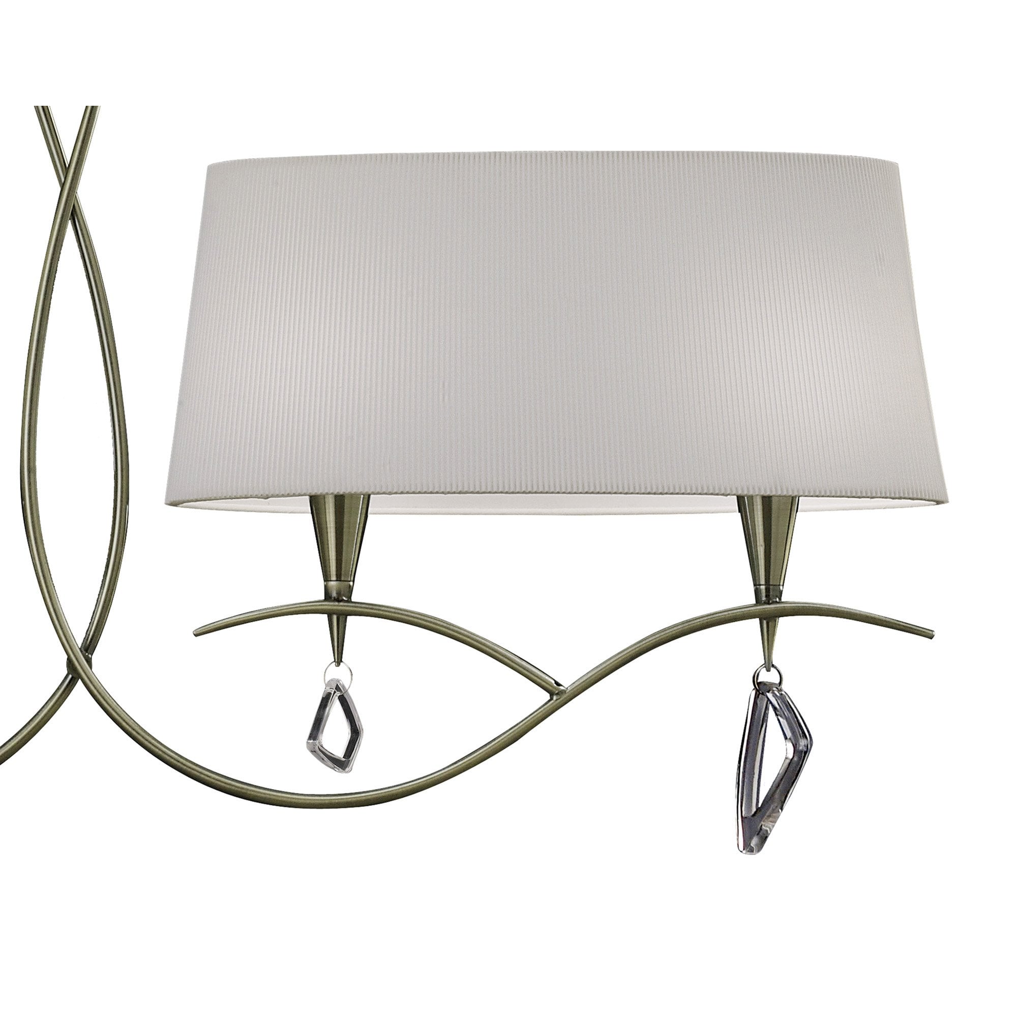 M1642AB Mara Linear Pendant 2 Arm 4 Light E14 Antique Brass Ivory White Shades