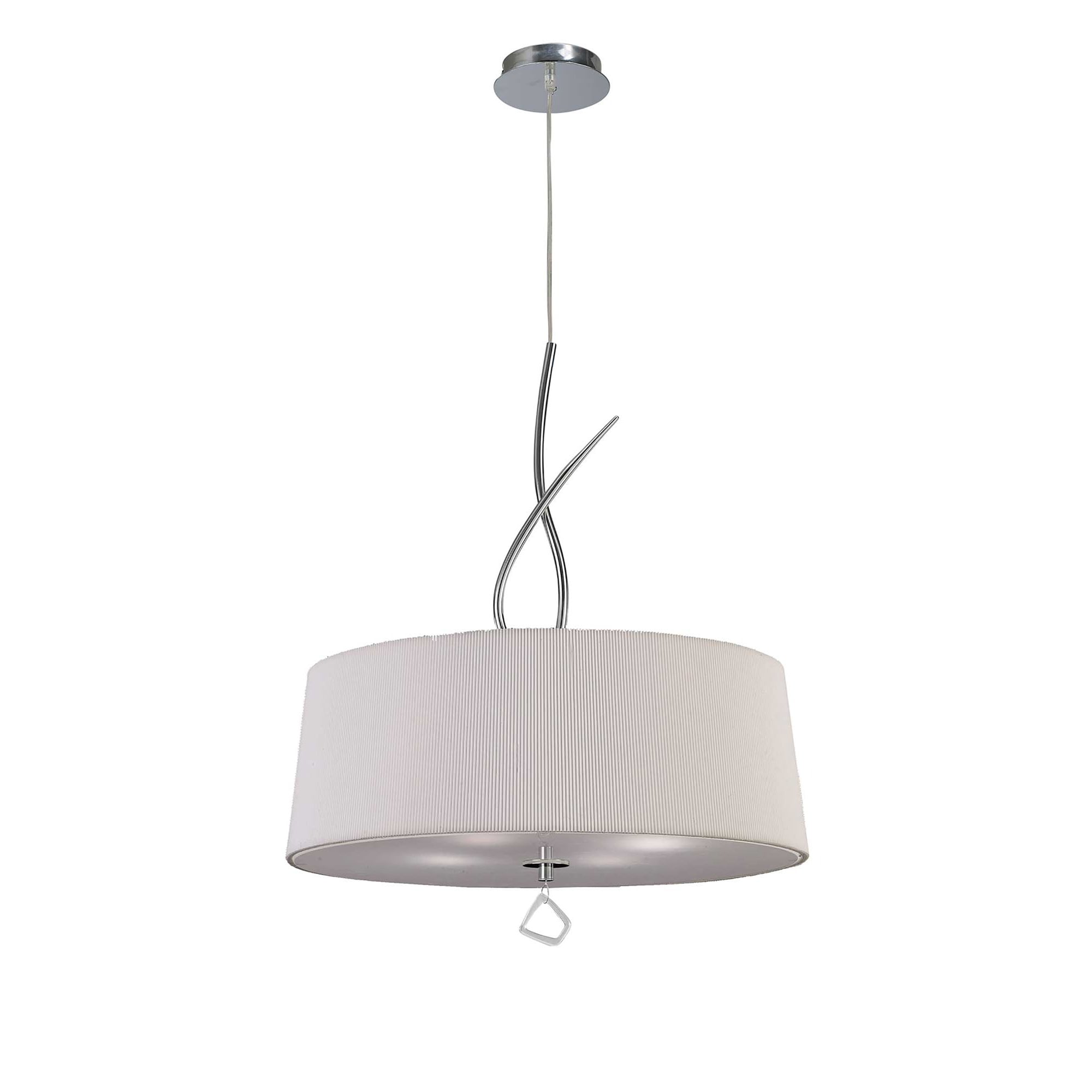 M1644 Mara Pendant 4 Light E27 Round Polished Chrome Ivory White Shade