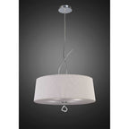 M1644 Mara Pendant 4 Light E27 Round Polished Chrome Ivory White Shade
