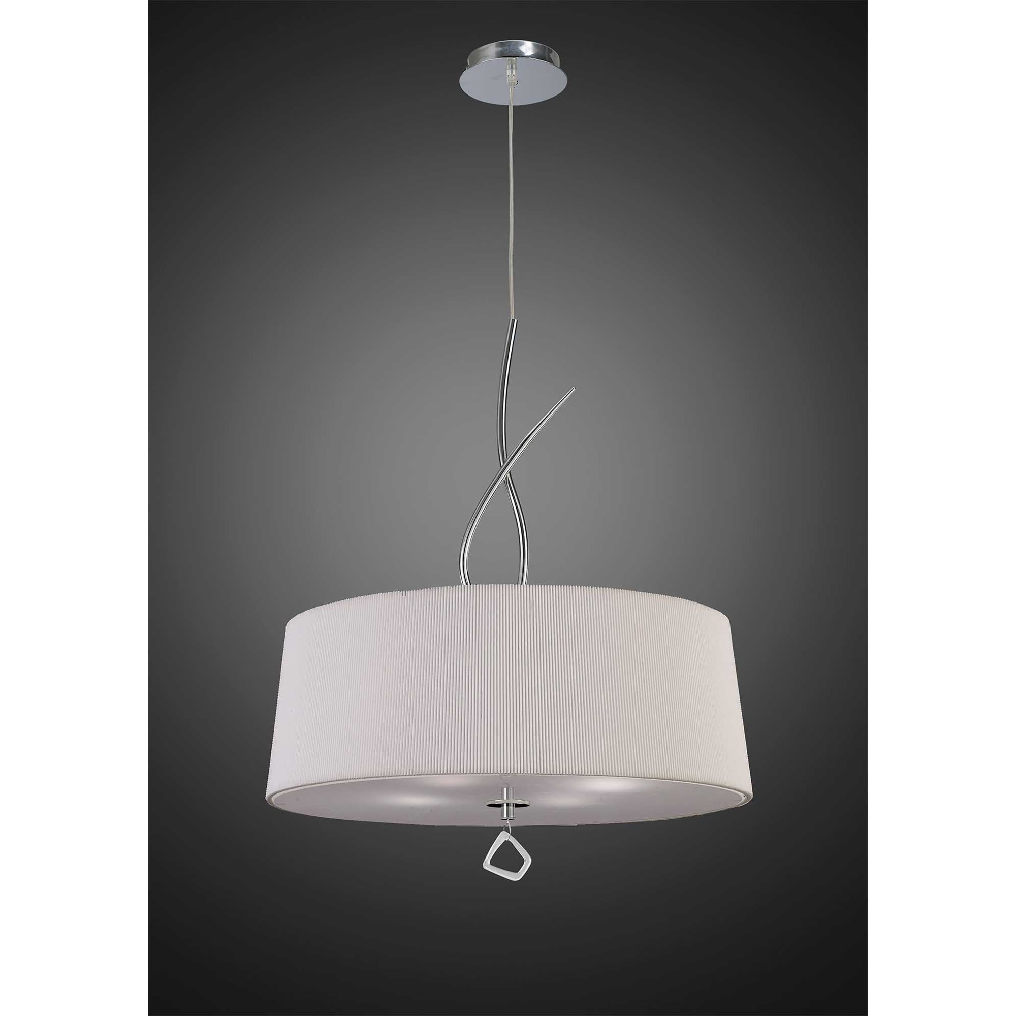M1644 Mara Pendant 4 Light E27 Round Polished Chrome Ivory White Shade
