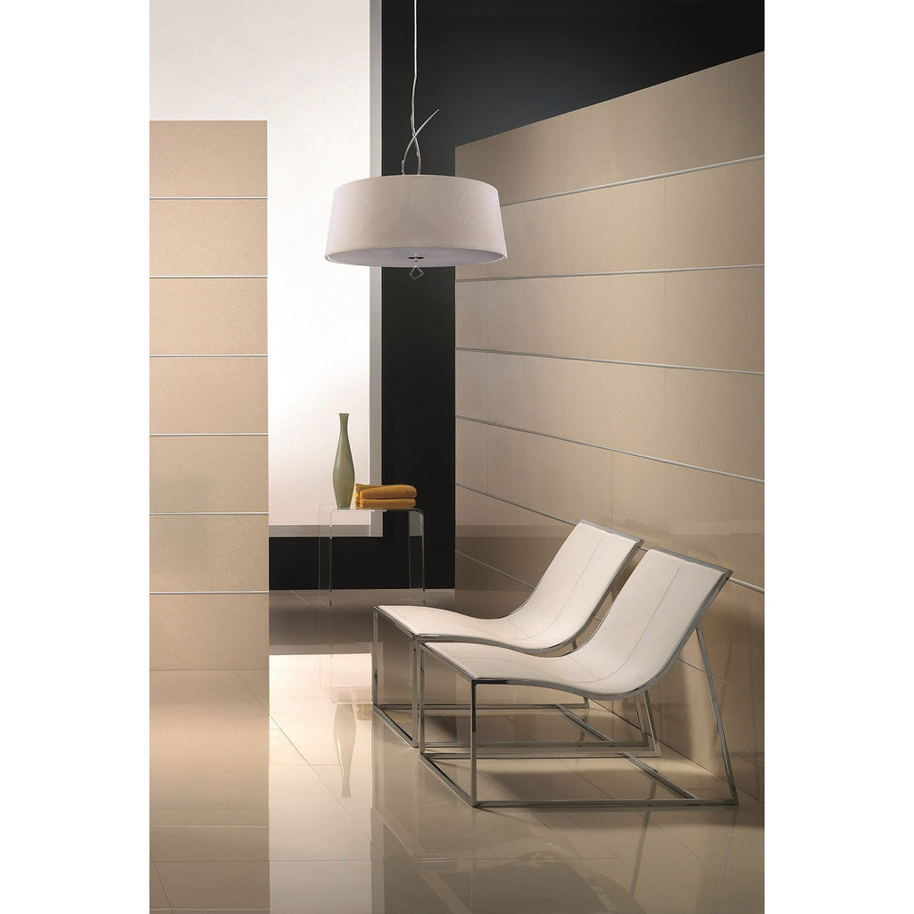 M1644 Mara Pendant 4 Light E27 Round Polished Chrome Ivory White Shade