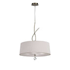 M1644AB Mara Pendant 4 Light E27 Round Antique Brass Ivory White Shade