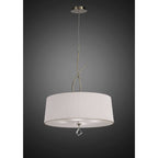 M1644AB Mara Pendant 4 Light E27 Round Antique Brass Ivory White Shade