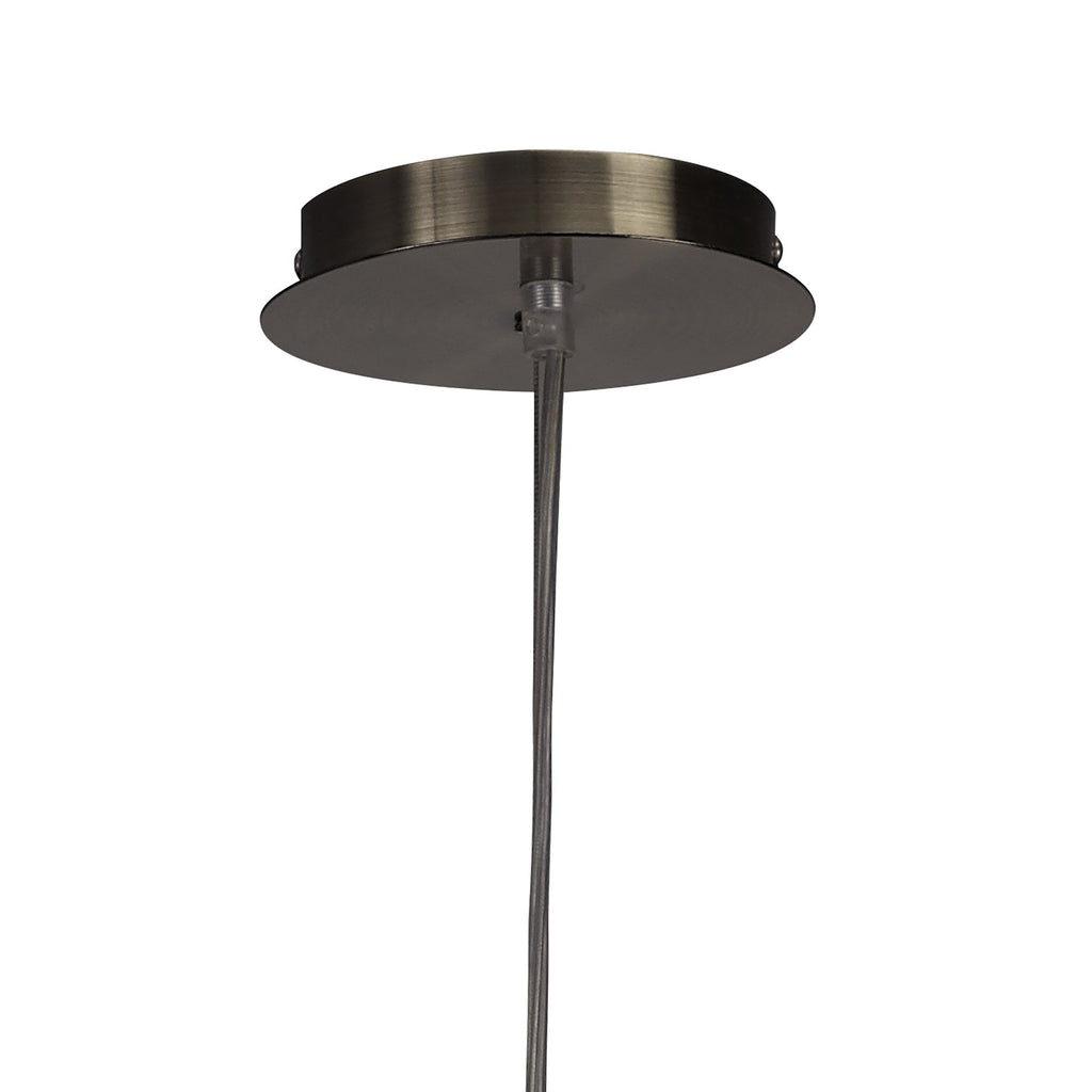 M1644AB Mara Pendant 4 Light E27 Round Antique Brass Ivory White Shade