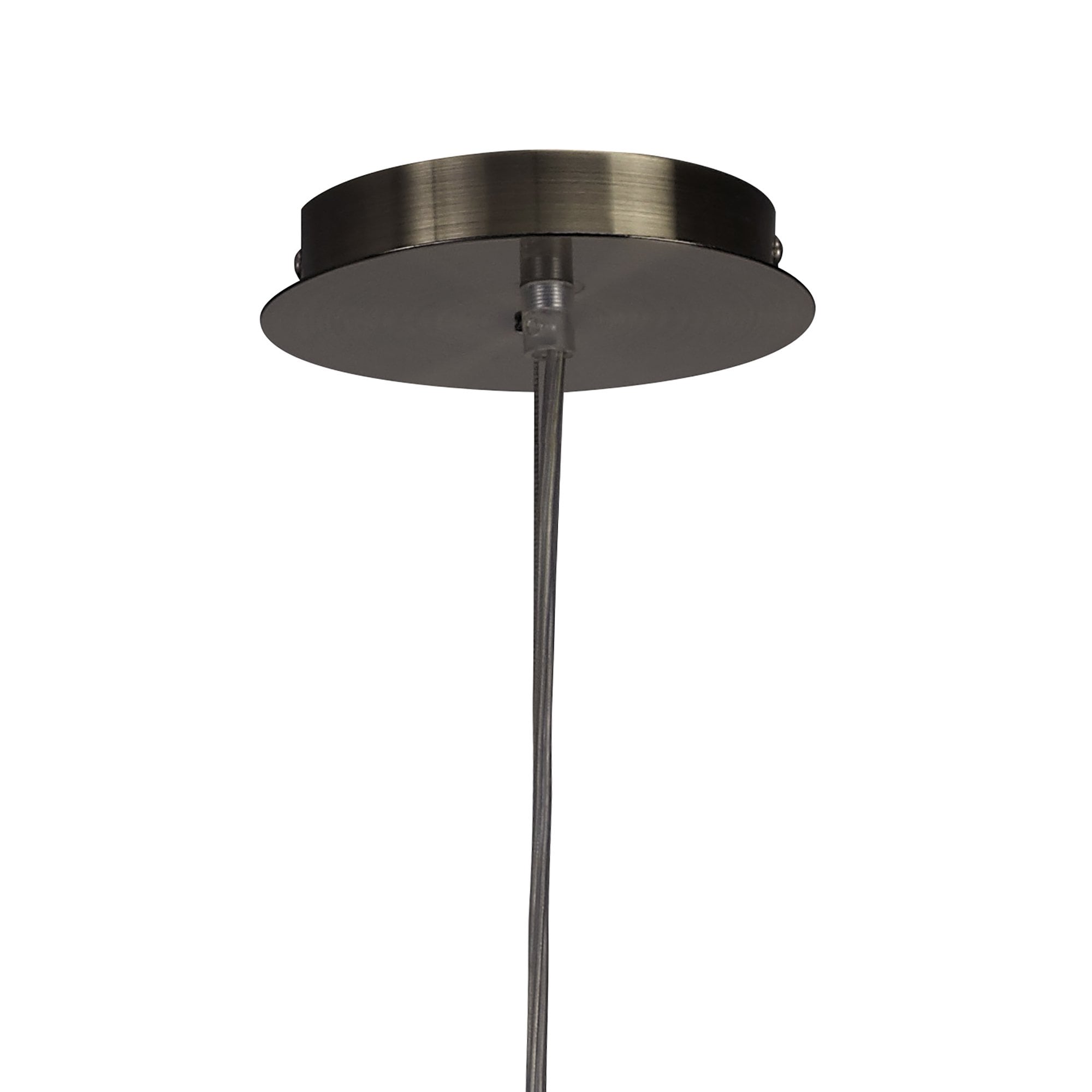 M1644AB Mara Pendant 4 Light E27 Round Antique Brass Ivory White Shade