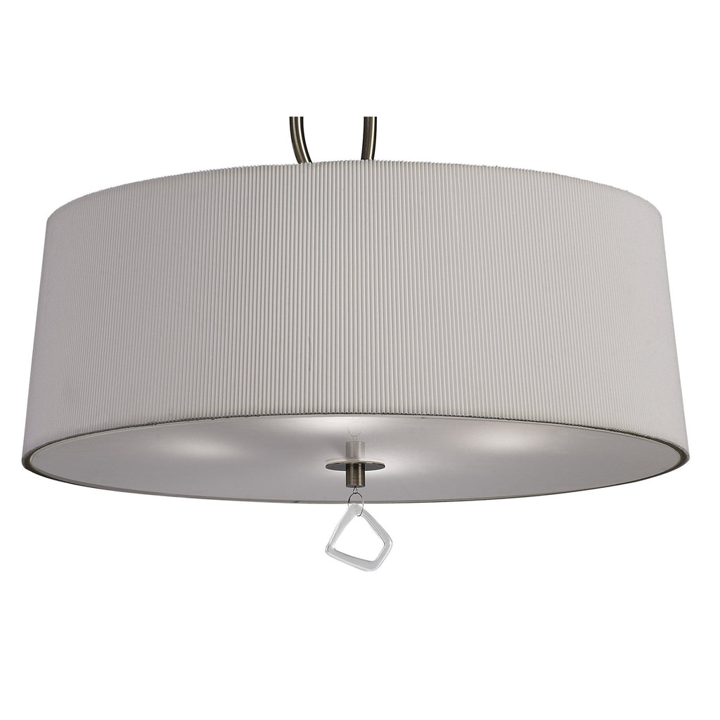 M1644AB Mara Pendant 4 Light E27 Round Antique Brass Ivory White Shade