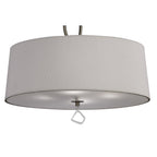 M1644AB Mara Pendant 4 Light E27 Round Antique Brass Ivory White Shade
