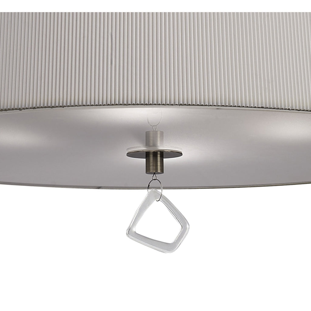 M1644AB Mara Pendant 4 Light E27 Round Antique Brass Ivory White Shade