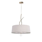 M1644FG Mara Pendant 4 Light E27 Round French Gold Ivory White Shade