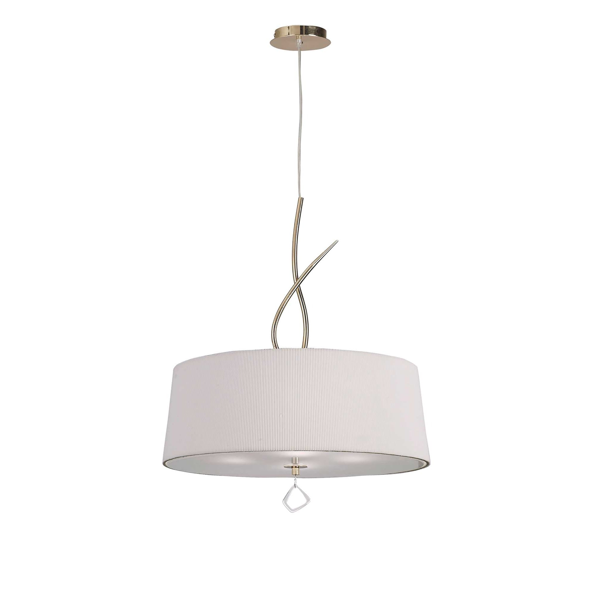 M1644FG Mara Pendant 4 Light E27 Round French Gold Ivory White Shade