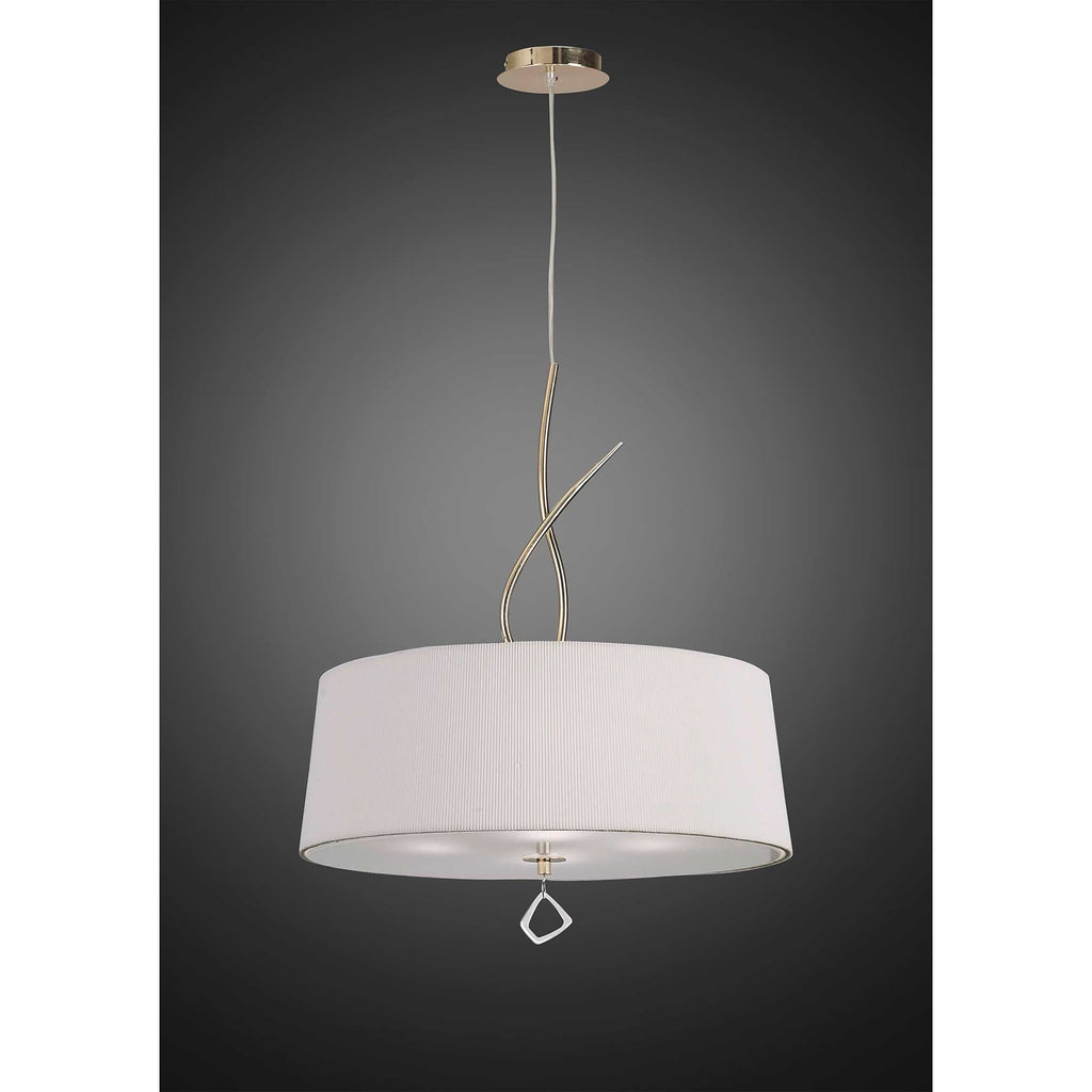 M1644FG Mara Pendant 4 Light E27 Round French Gold Ivory White Shade
