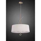 M1644FG Mara Pendant 4 Light E27 Round French Gold Ivory White Shade