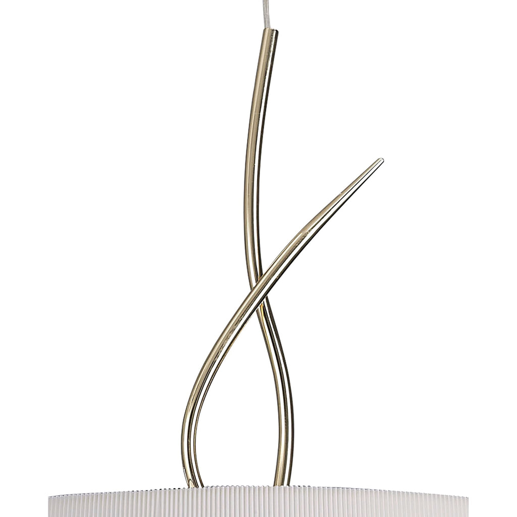 M1644FG Mara Pendant 4 Light E27 Round French Gold Ivory White Shade