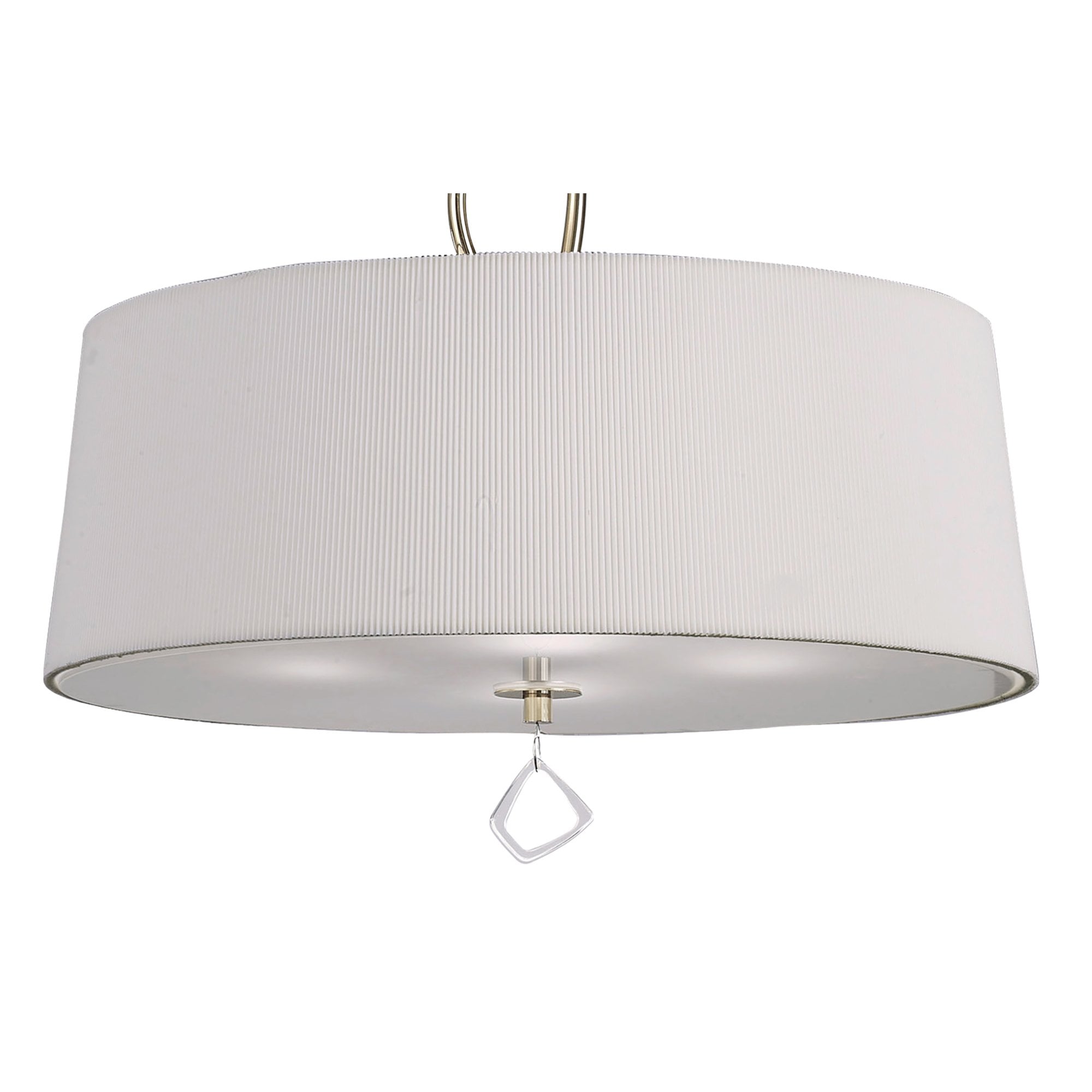 M1644FG Mara Pendant 4 Light E27 Round French Gold Ivory White Shade