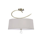 M1645AB Mara Semi Flush 4 Light E27 Round Antique Brass Ivory White Shade