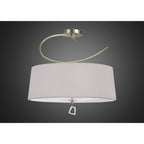 M1645AB Mara Semi Flush 4 Light E27 Round Antique Brass Ivory White Shade