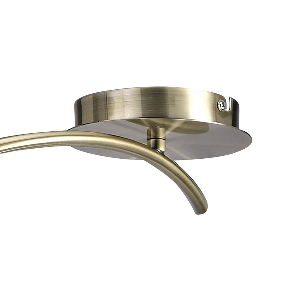 M1645AB Mara Semi Flush 4 Light E27 Round Antique Brass Ivory White Shade