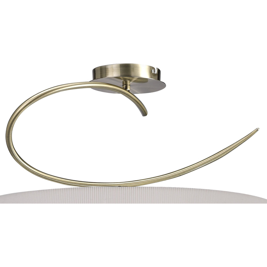 M1645AB Mara Semi Flush 4 Light E27 Round Antique Brass Ivory White Shade