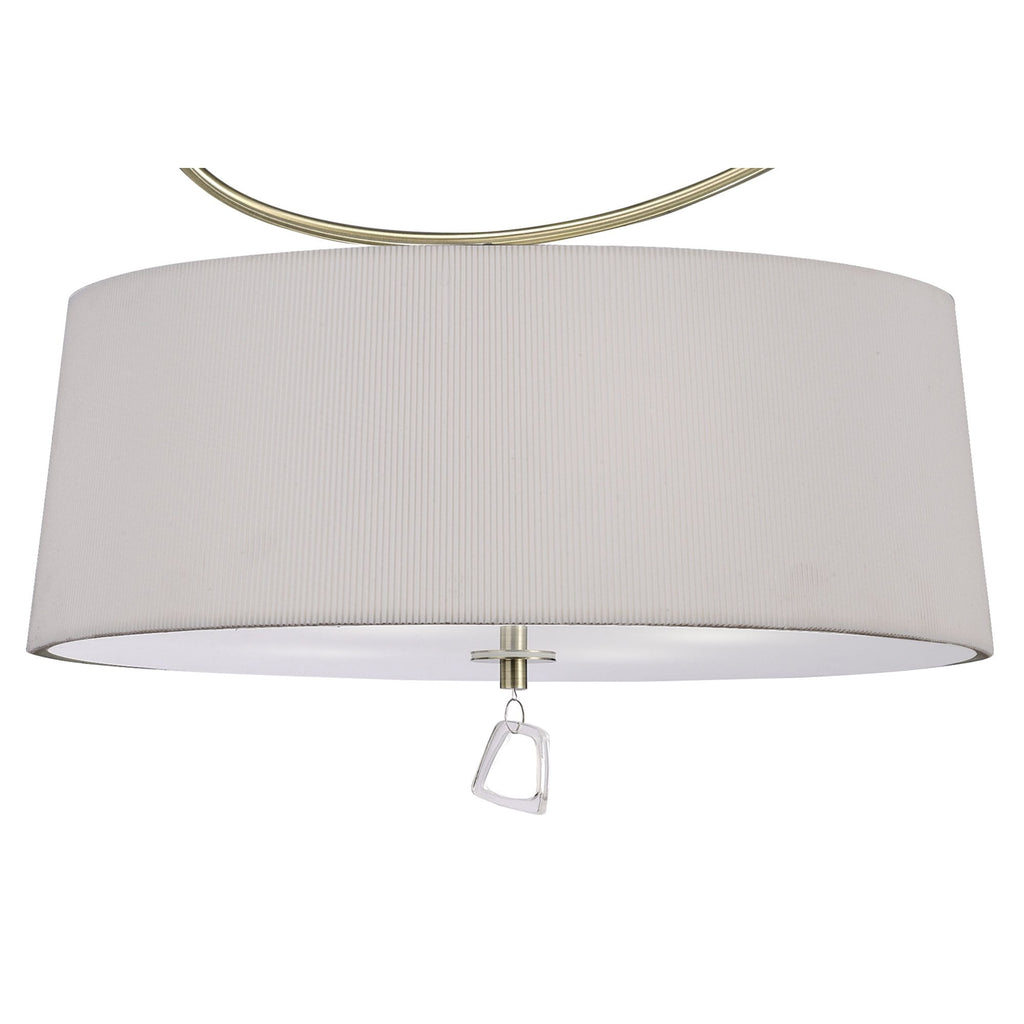 M1645AB Mara Semi Flush 4 Light E27 Round Antique Brass Ivory White Shade